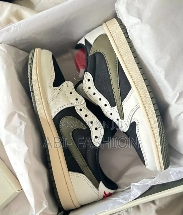 Air Jordan 1 Low Travis Scott Olive Green Classic Premium Sneakers