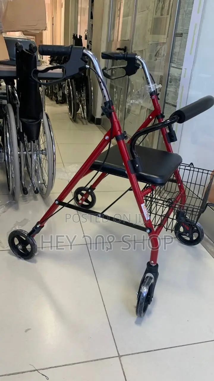 የህክምና የመራመጃ ድጋፍ | Rollator Walker Walking Aid Adjusted Height