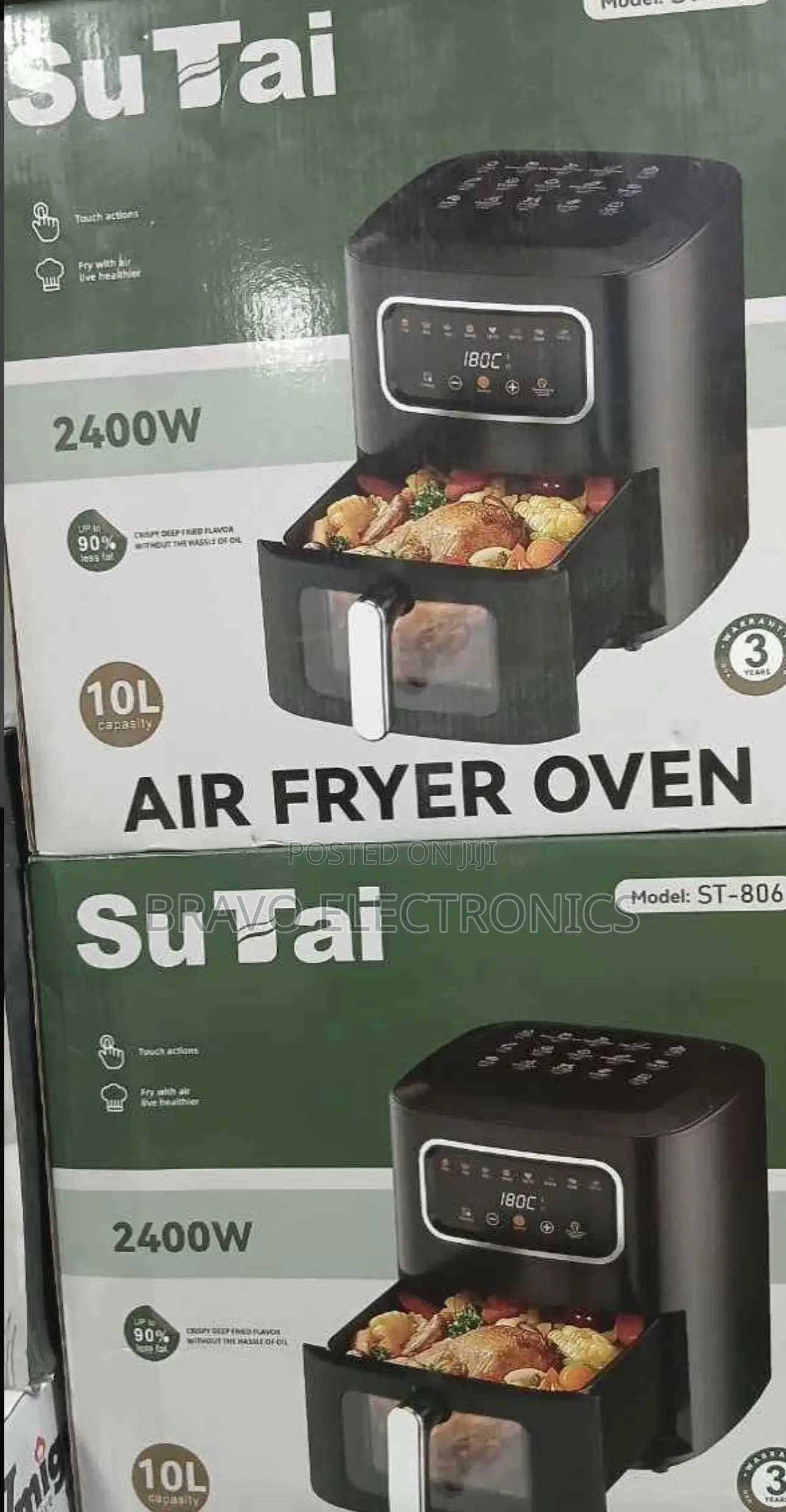 SuTai Oil Free Airfryer Fryer ሱታይ ከዘይት ነፃ የአየር መጥበሻ ግልጽ ብርጭቆ