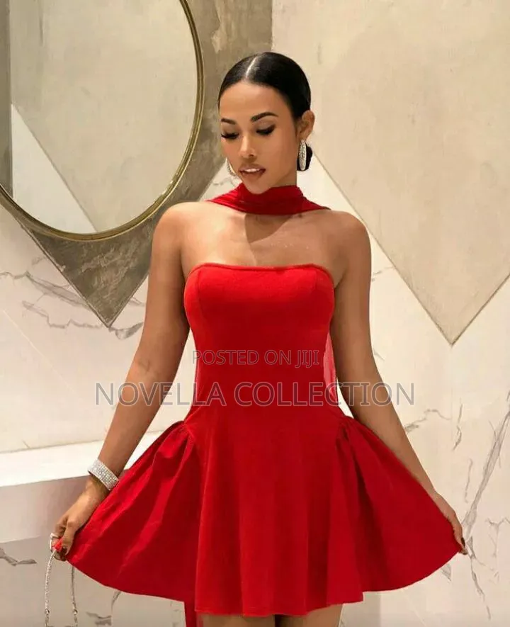 Elegant Red Strapless a-Line Princess Mini Dress,Birthday Wedding