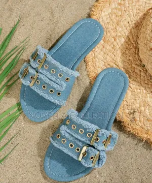 Women's Light Blue Fashion Versatile Style Flat Sandals,