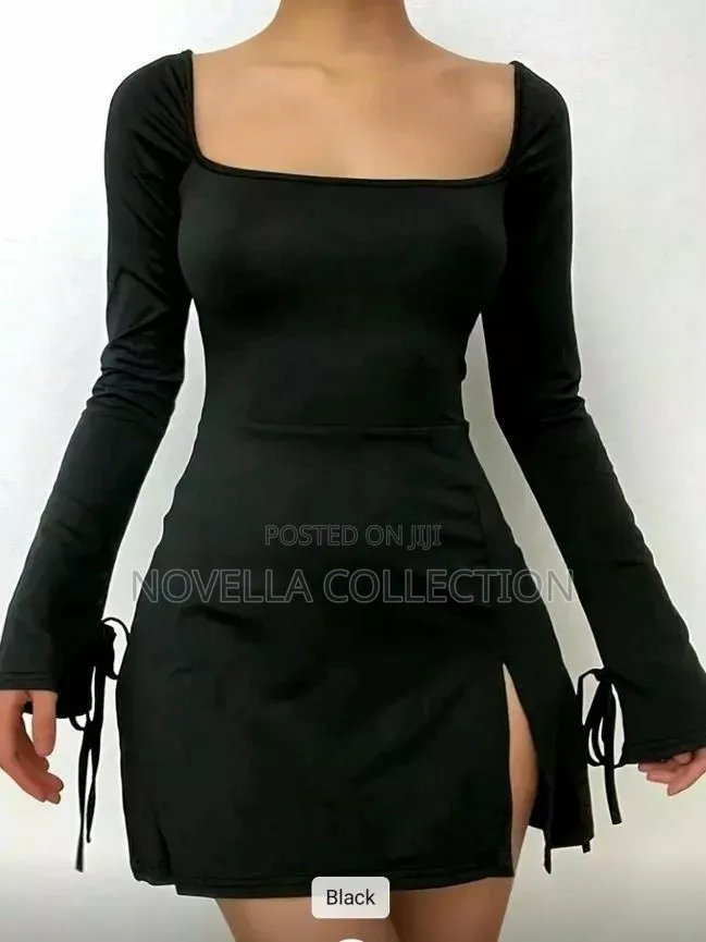 Long-Sleeved Bodycon Slit Hem Bodycon Dress Fall Cloth for Women