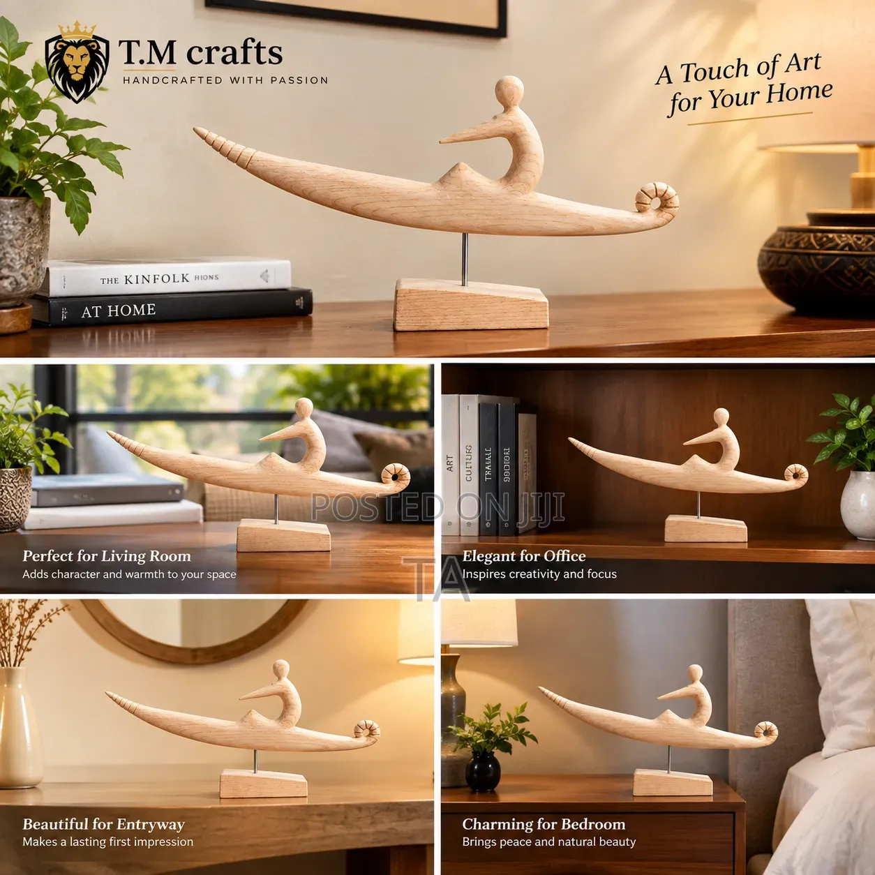 A BOATMAN Wooden Sculpture ባለጀልባው ቅርጻቅርጽ ቅርፅ