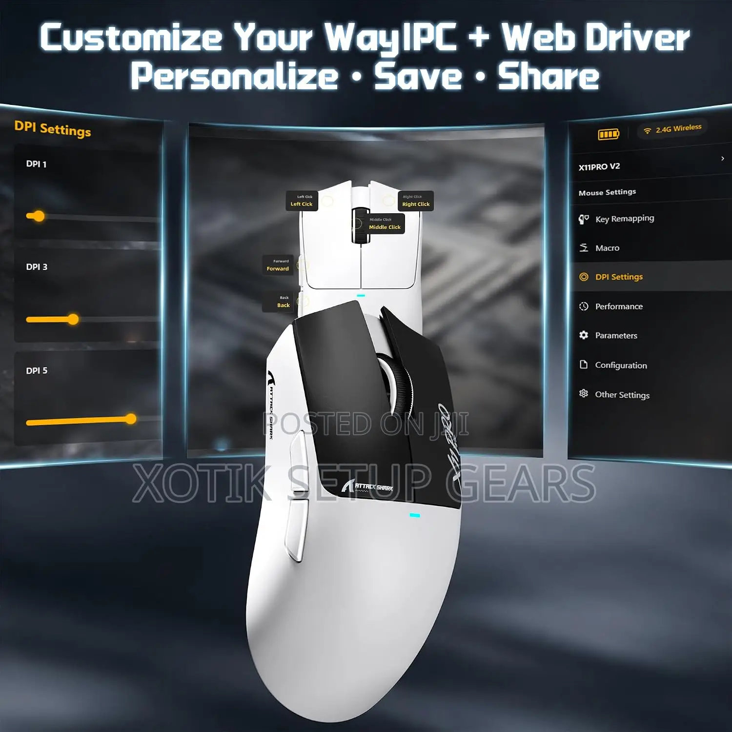 ATTACK SHARK X11 PRO V2 Tri Mode Wireless Mouse - Gaming Mouse