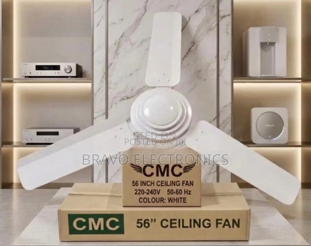 CMC 56” Heavy-Duty Electric Ceiling Fan – White