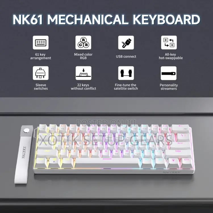 Nacodex X Ajazz NK61 Mechanical Keyboard - 60% Gaming Keyboard