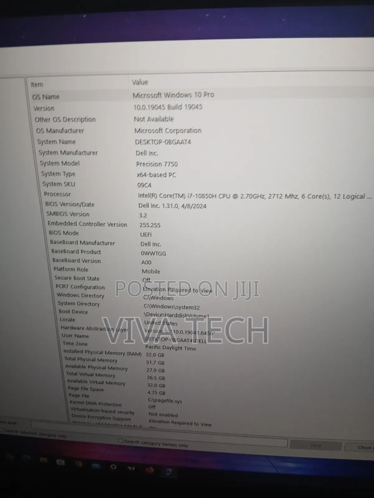 Laptop Dell Precision 7750 32GB Intel Core i7 SSD 512GB