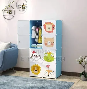 Plastic and Metal Cubic Cloth Cabinet