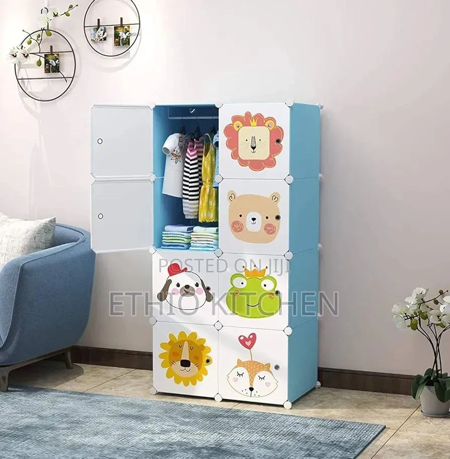 Plastic and Metal Cubic Cloth Cabinet