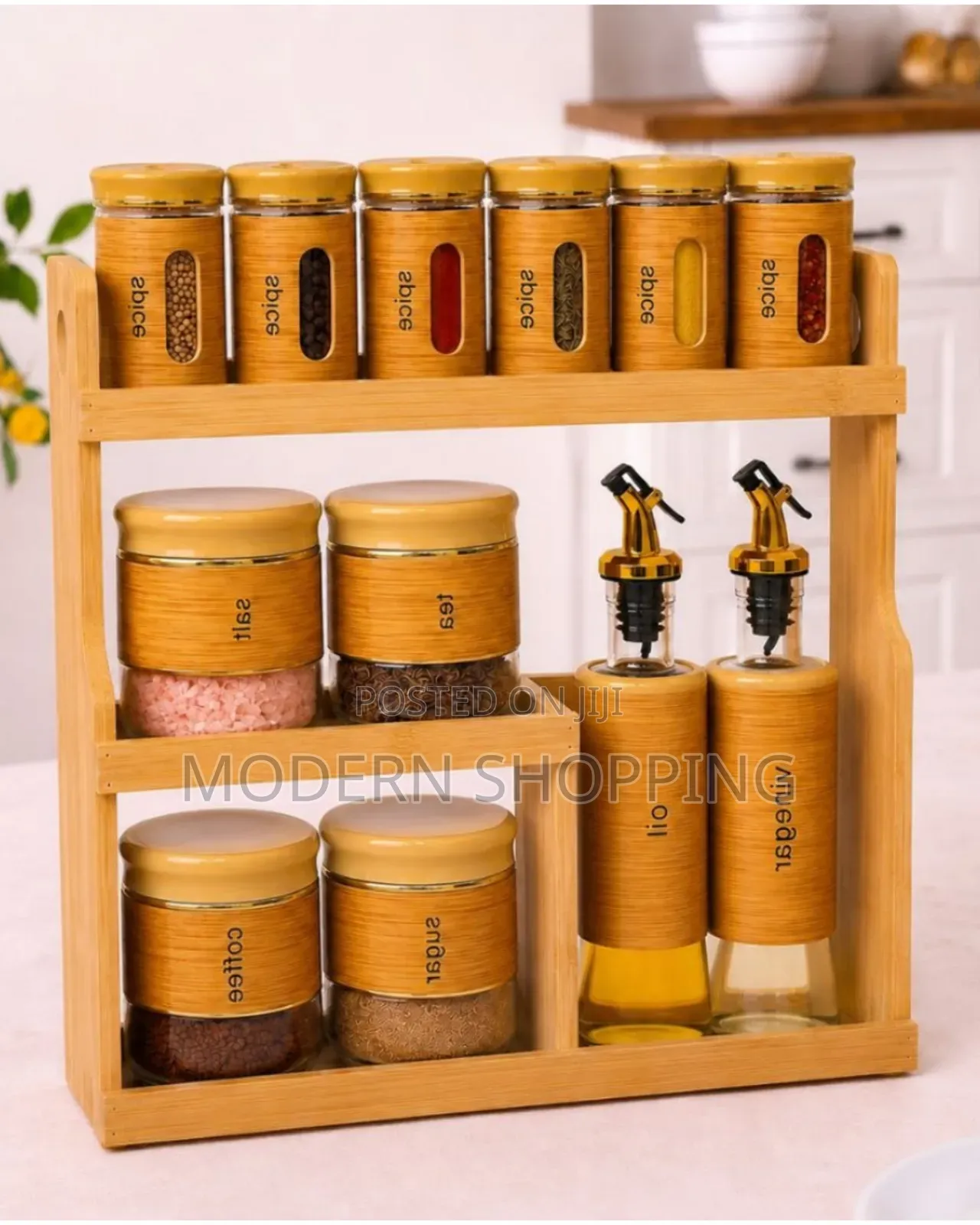 Glass Jars and Oil Dispenser Set