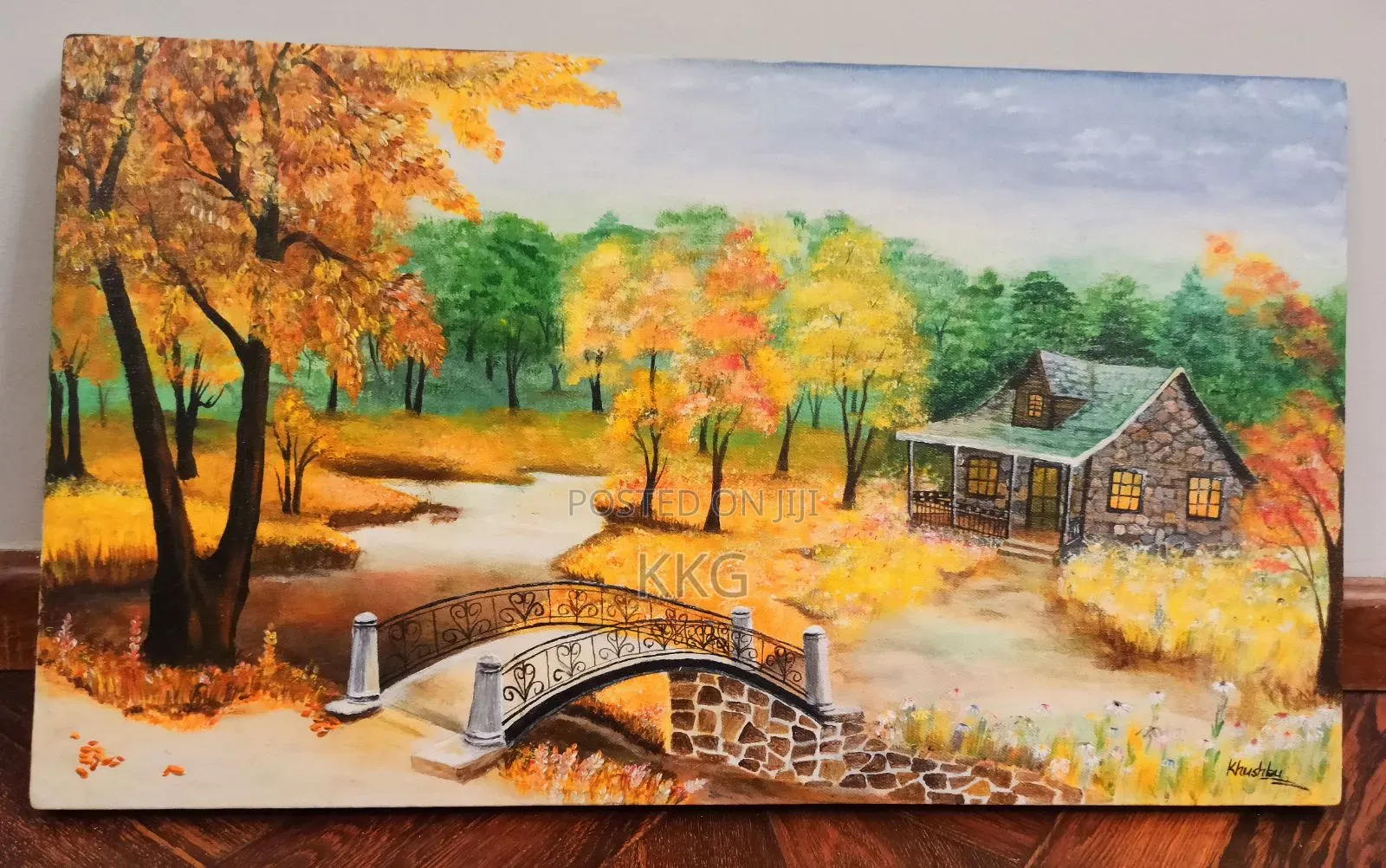 Autumn Forest With a Stone Bridge
