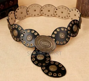 Women's Bohemian Style Brown Patchwork Vintage Metal PU Belt, Suitable