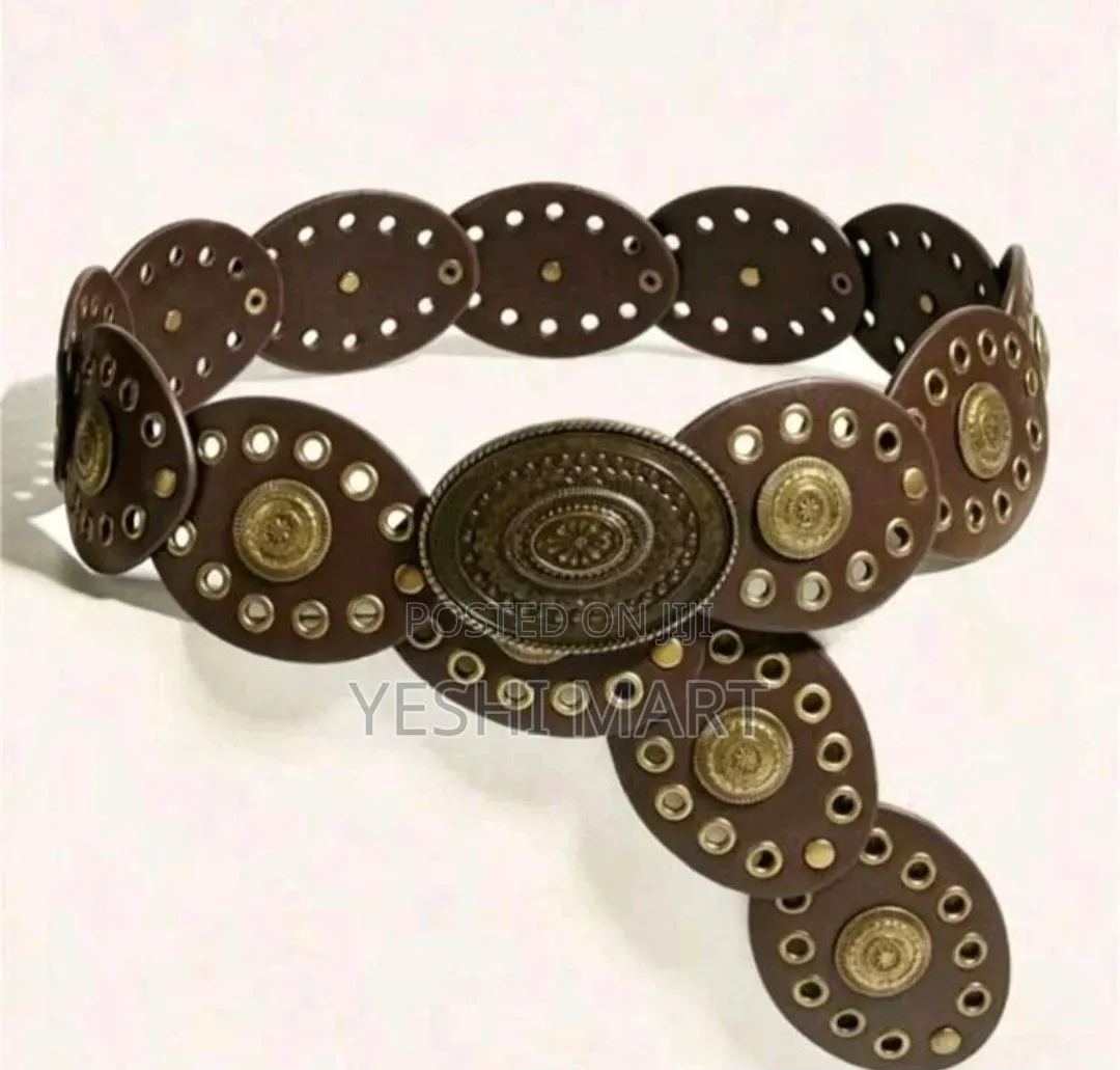Women's Bohemian Style Brown Patchwork Vintage Metal PU Belt, Suitable
