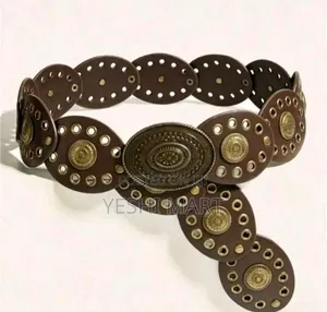 Women's Bohemian Style Brown Patchwork Vintage Metal PU Belt, Suitable