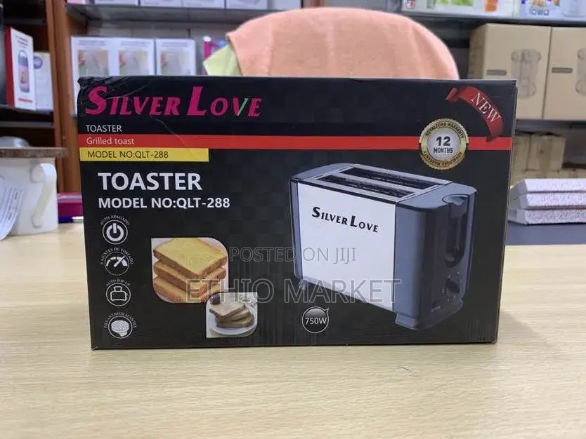 Silver Love 2-Slice Electric Bread Toaster