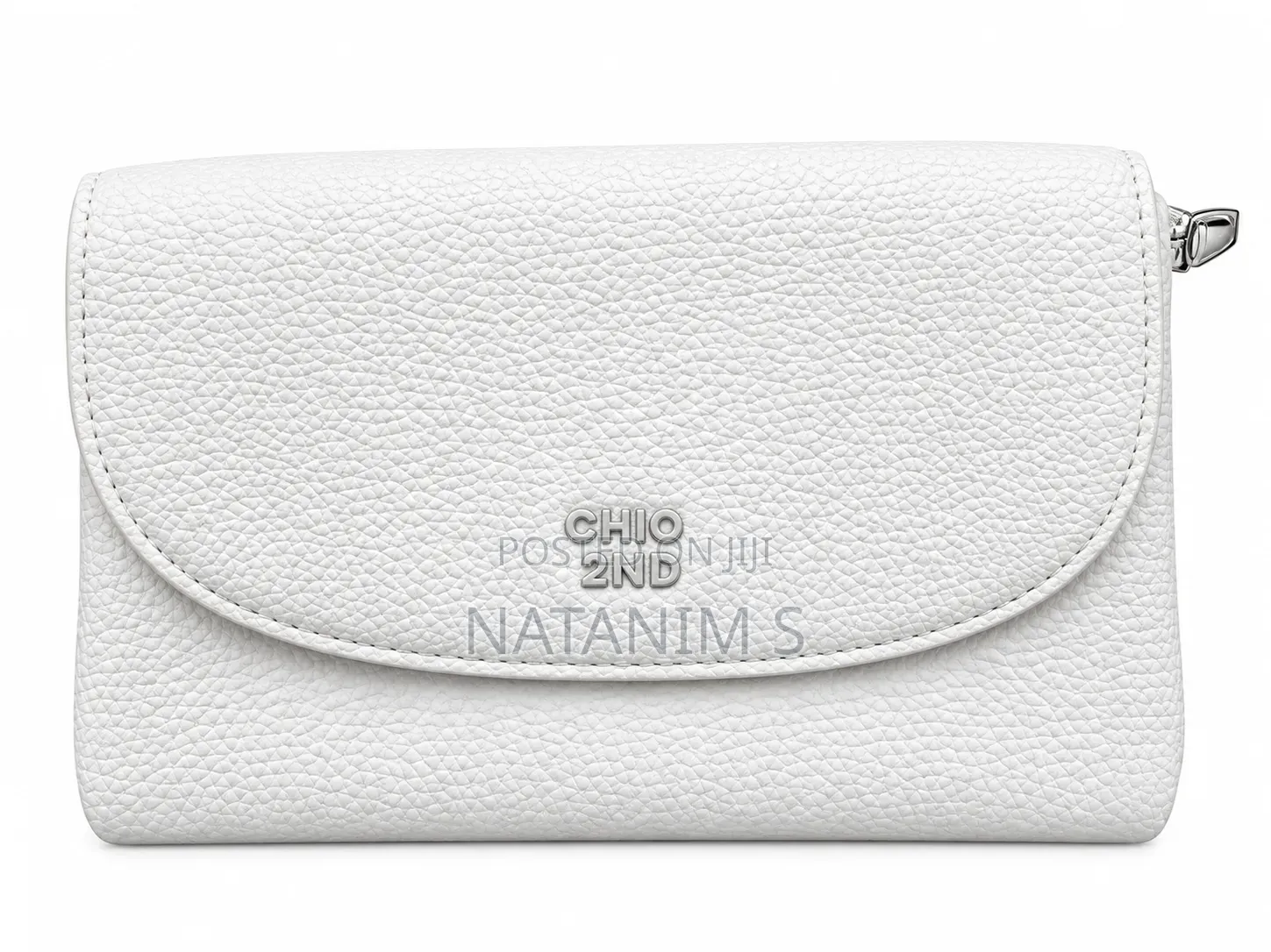 Chio'2nd White Textured Pebble-Leather Flap
