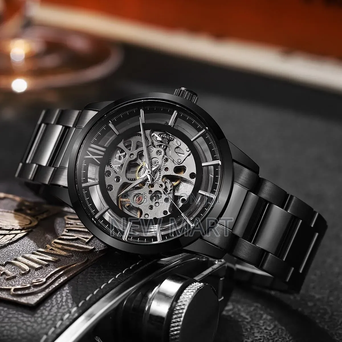 Black Skeleton Automatic Watch