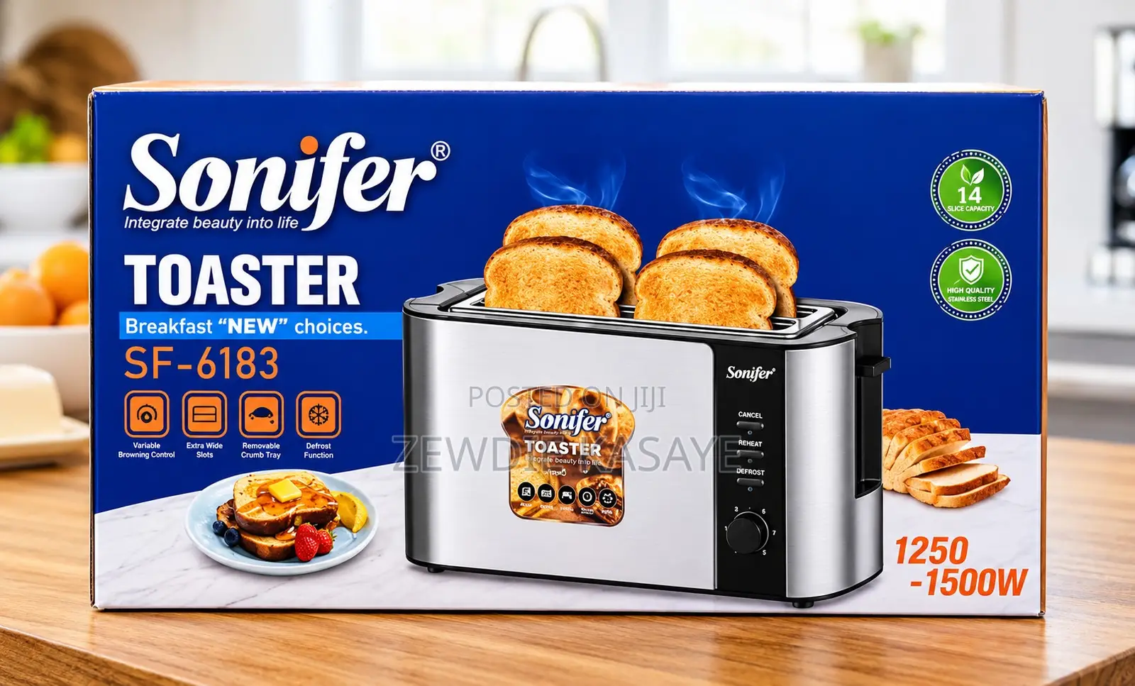 Sonifer 4 Slice Bread Toaster- 4 የዳቦ ስላይሶችን በአንድ ግዜ የሚያሞቅ