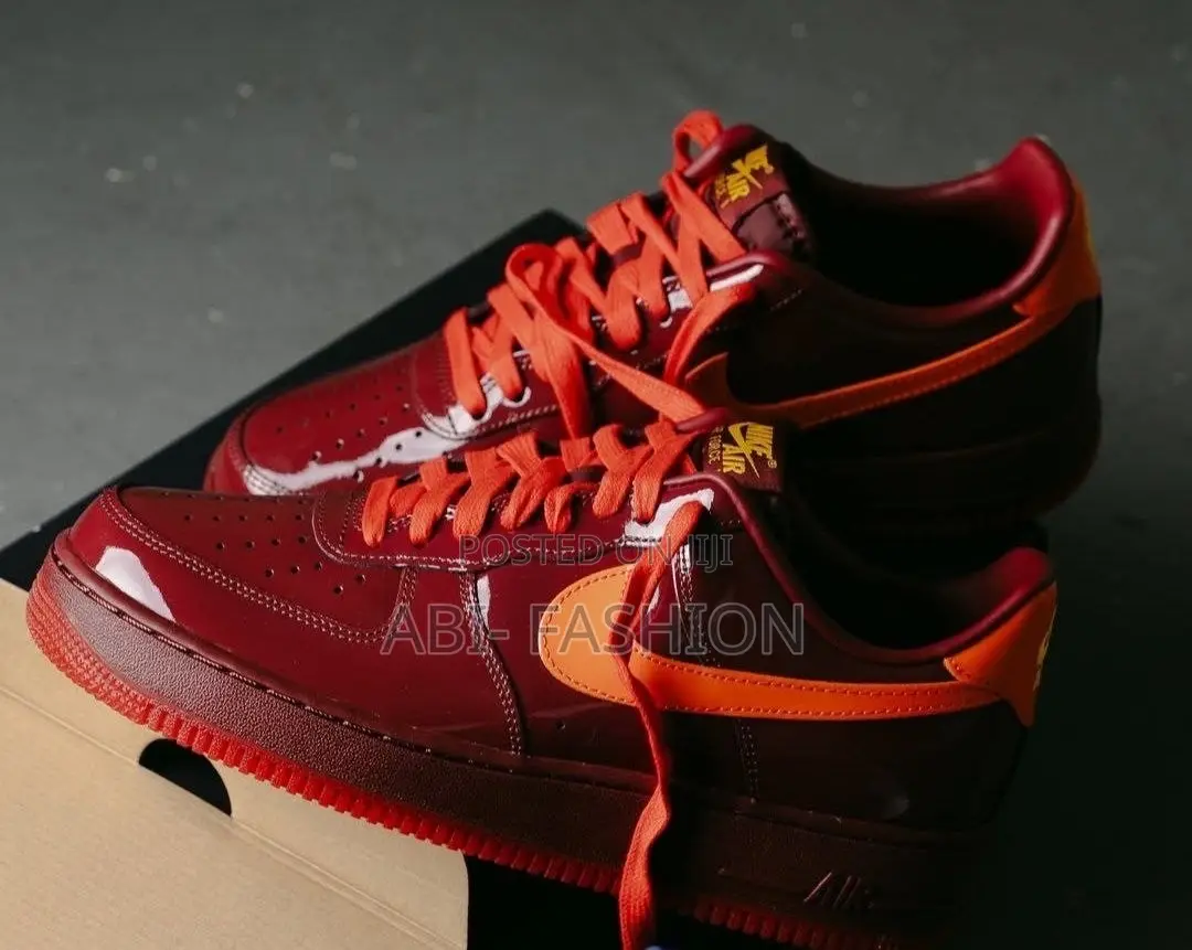 Nike Air Force 1 Low “Bold Dark Team Red” — Glossy Patent Leather