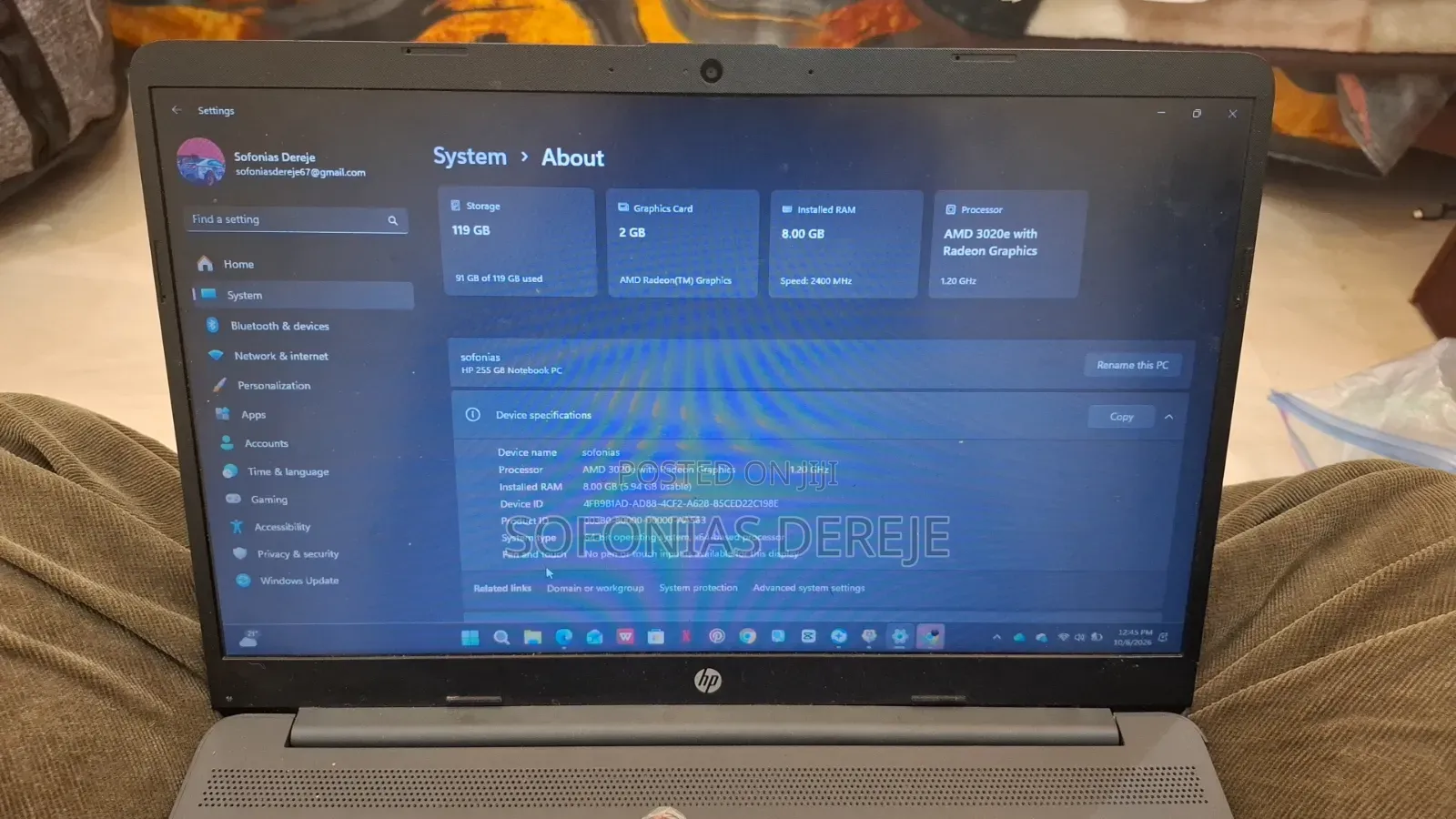 Laptop HP 255 G8 8GB AMD SSD 128GB