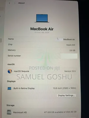 New Laptop Apple MacBook Air 2025 M4 24GB Apple M4 SSD 500GB