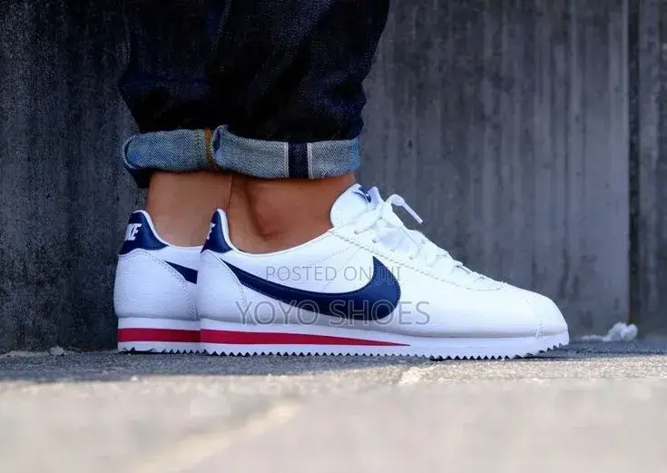 Nike Classic Cortez Leather White, Midnight Navy Gym Red Unisex Shoe