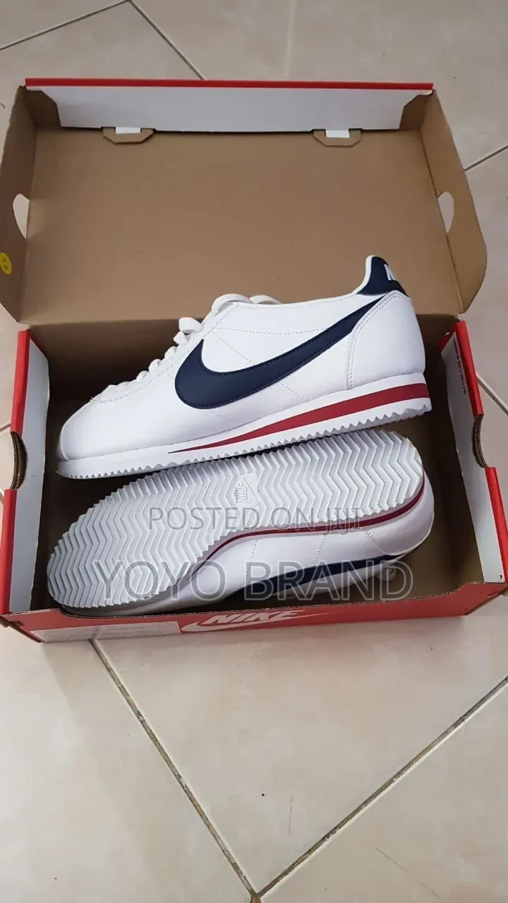 Nike Classic Cortez Leather White, Midnight Navy Gym Red Unisex Shoe