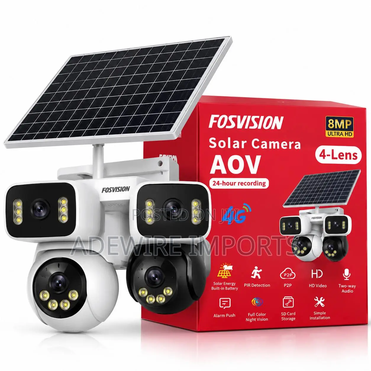 FOSVISION FS-HS41K-4G-8M-EU 8MP 4G AOV Solar Security Camera – 4-Lens