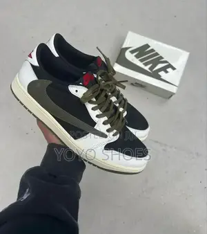 Travis Scott X Air Jordan 1 Low 'Medium Olive' Unisex Sneaker Shoes