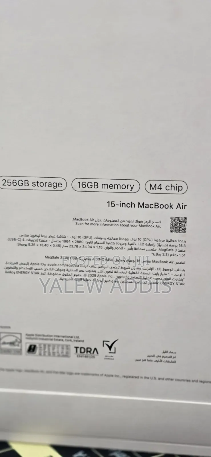 New Laptop Apple MacBook Air 2025 M4 16GB Apple M4 SSD 256GB