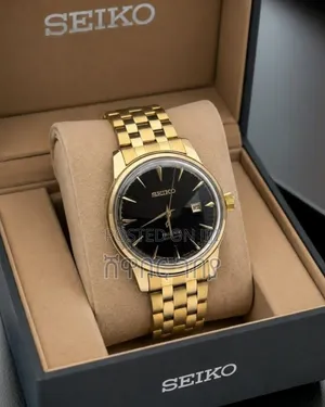 Seiko Presage Men's Gold Tone Automatic Watch With Black Dial