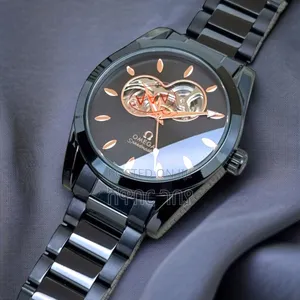 Omega Speedmaster Men's Black Watch Featuring Open Heart Dial