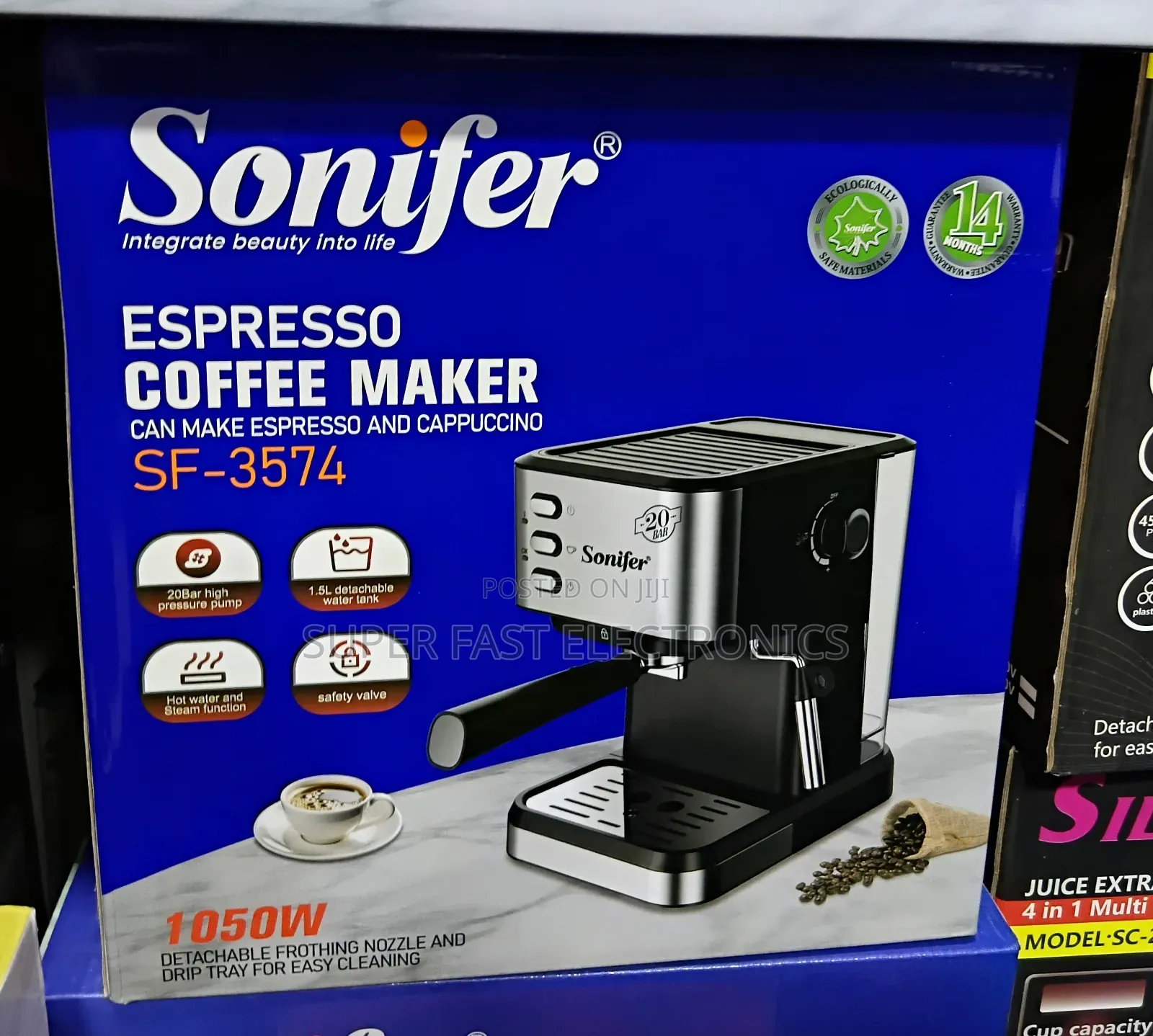 Sonifer Espresso Coffee Maker – 20 Bar, 1.5L, Espresso & Cappuccino