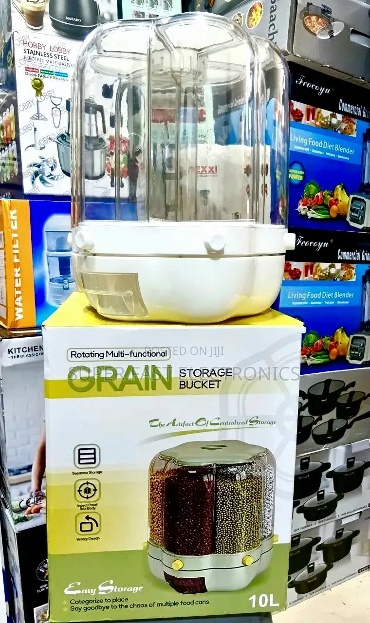 Rotating Multi-Functional Grain Storage Bucket – 10L