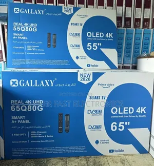 Gallaxy 65 Inch TV QLED 4K Smart Real 4K UHD A+ Panel, Android Smar