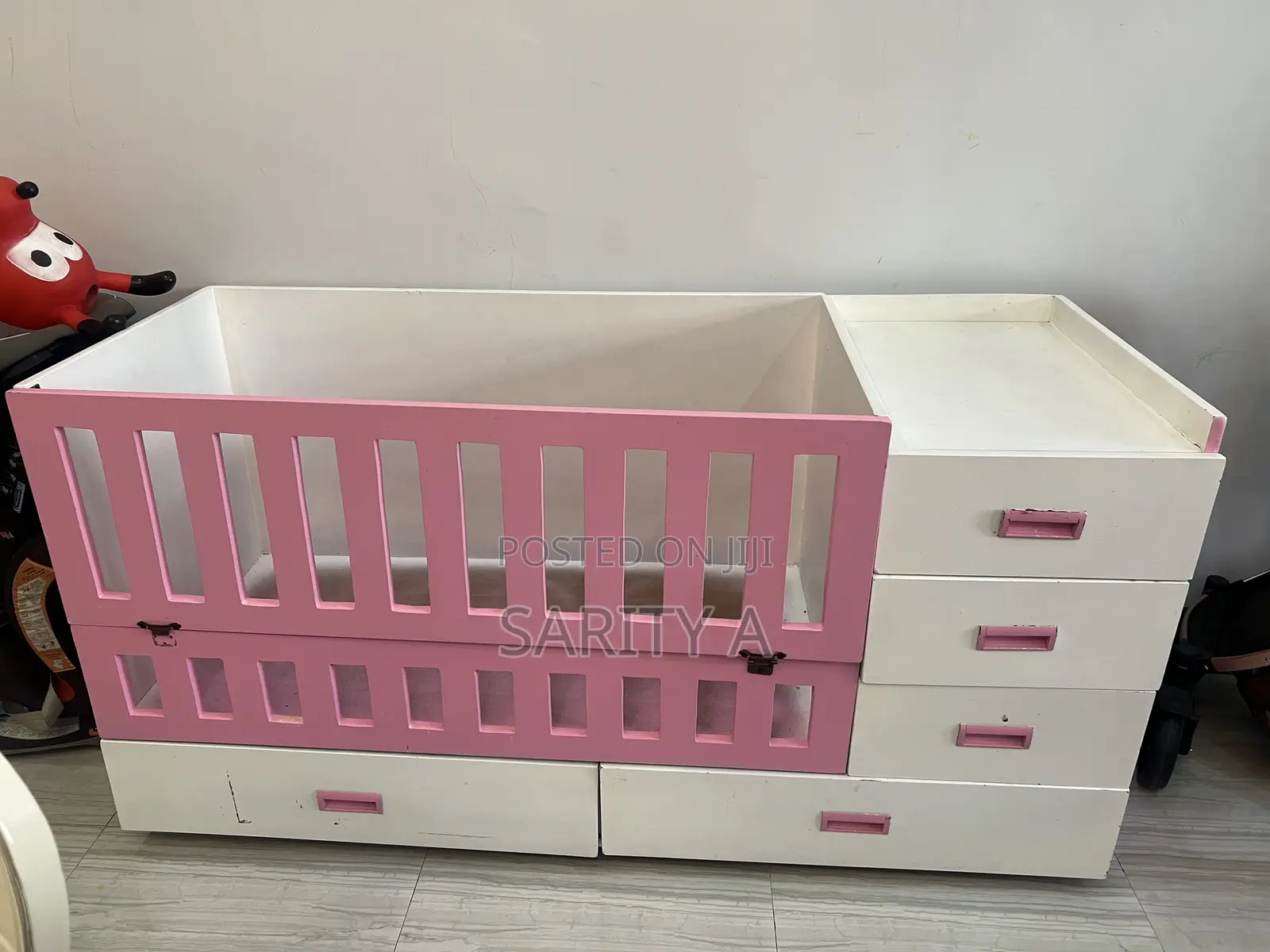 Baby Bed With Drawers and Diaper Changing Place