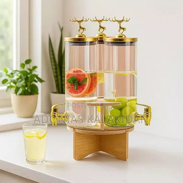 Rotating Glass Dispenser Jar With Rack