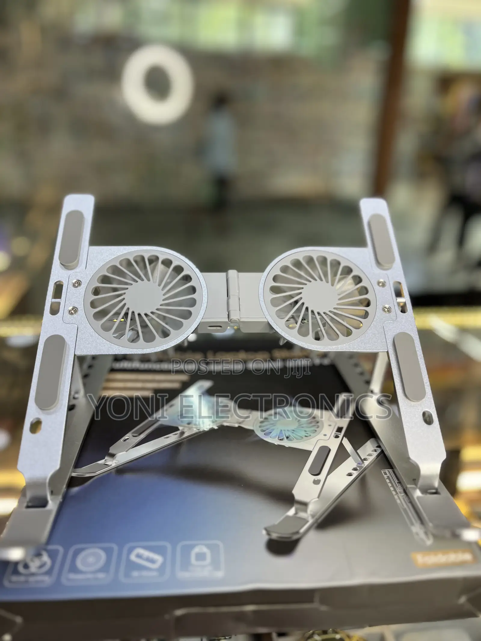 Foldable Metal Laptop Cooling Stand With Dual Fans