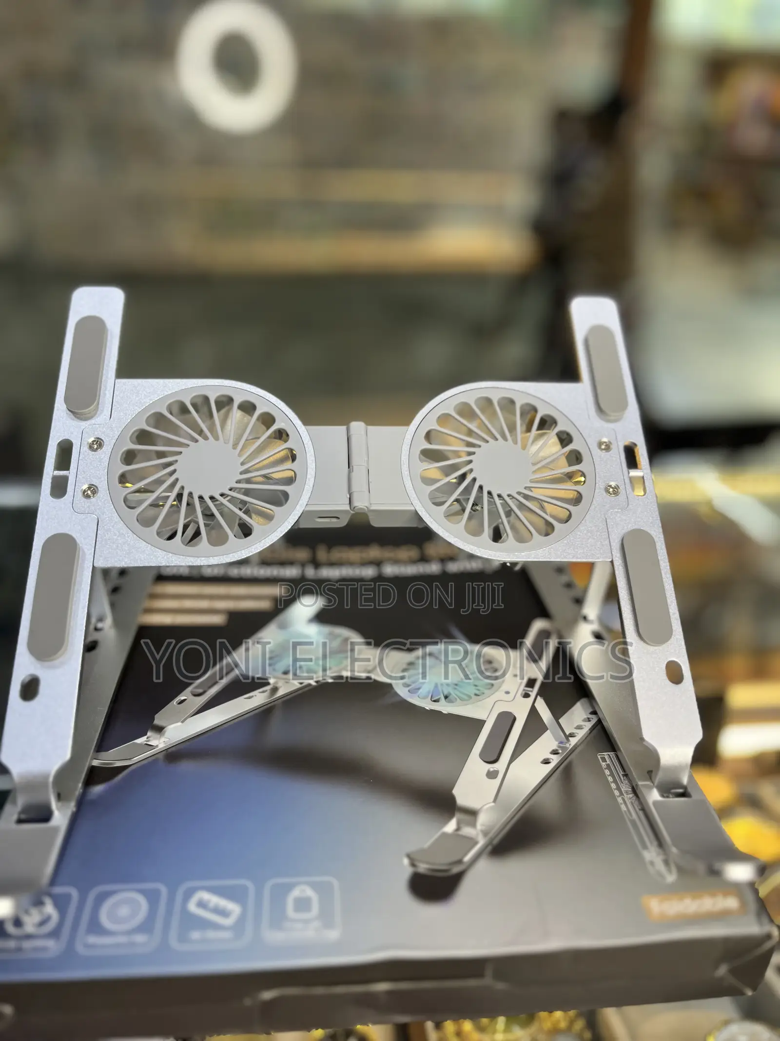 Foldable Metal Laptop Cooling Stand With Dual Fans
