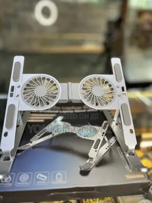 Foldable Metal Laptop Cooling Stand With Dual Fans