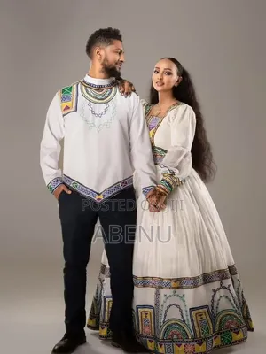 Elegant Ethiopian Couple’s Habesha Kemis Set