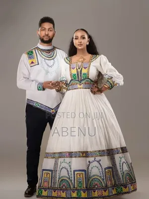 Elegant Ethiopian Couple’s Habesha Kemis Set