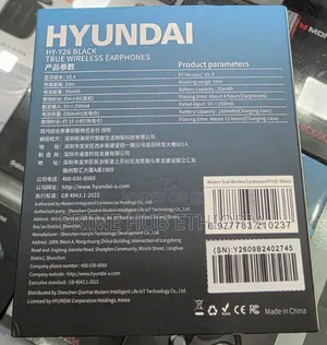 Hyundai HY-Y26 Black True Wireless Earphones