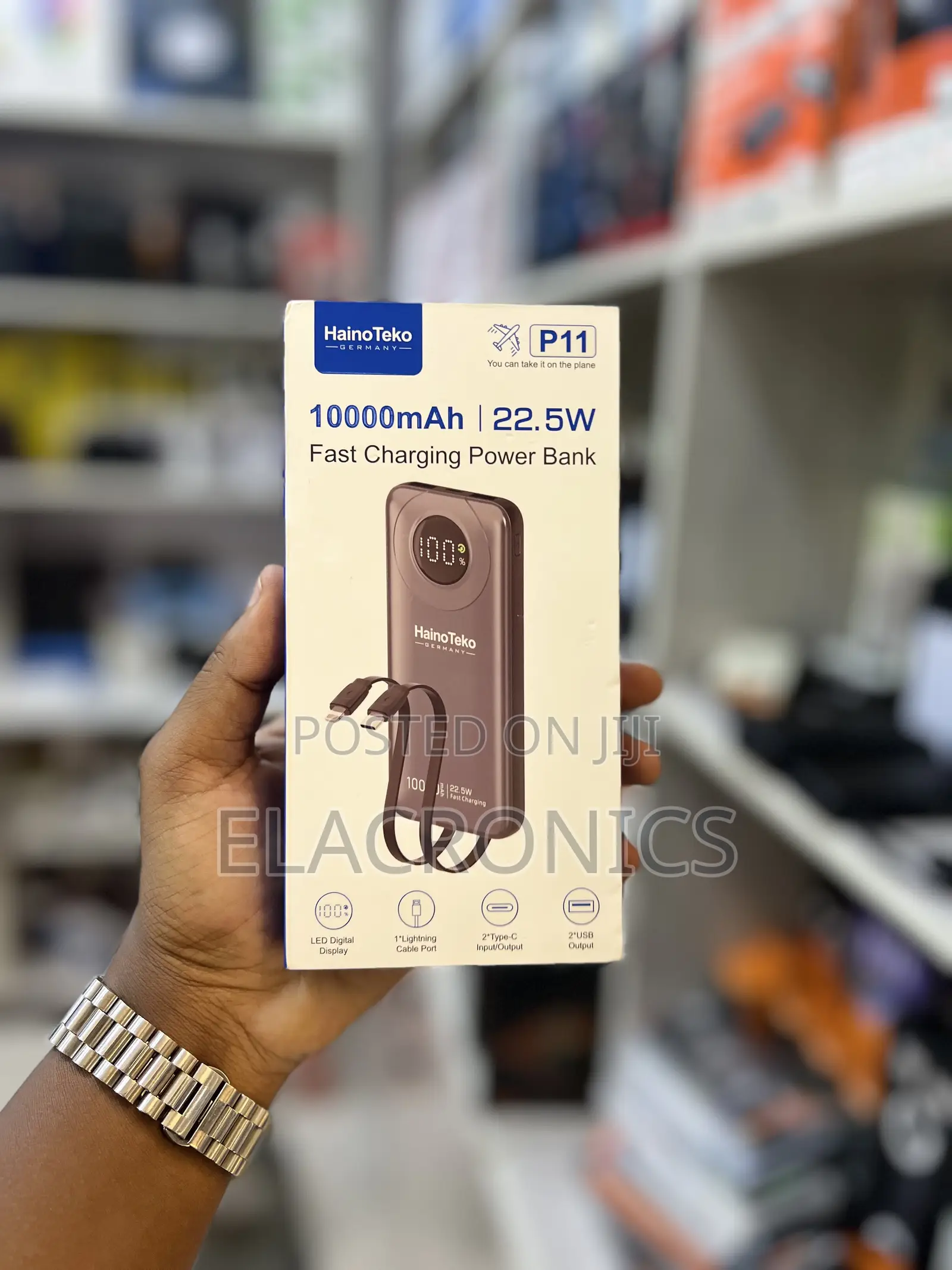 Power Bank 10000mAh Haino Teko 22.5W (Built-in Cable Digital)