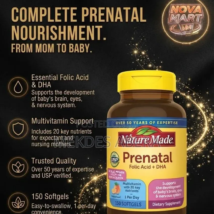 Nature Made Prenatal Folic Acid + DHA (150 Softgels)