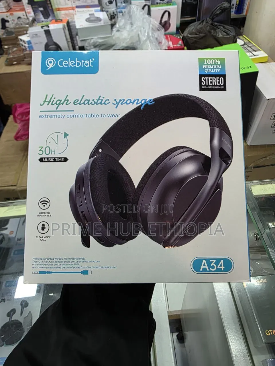 Celebrat A34 Wireless Headphones Up to 30 Hours of Music Time