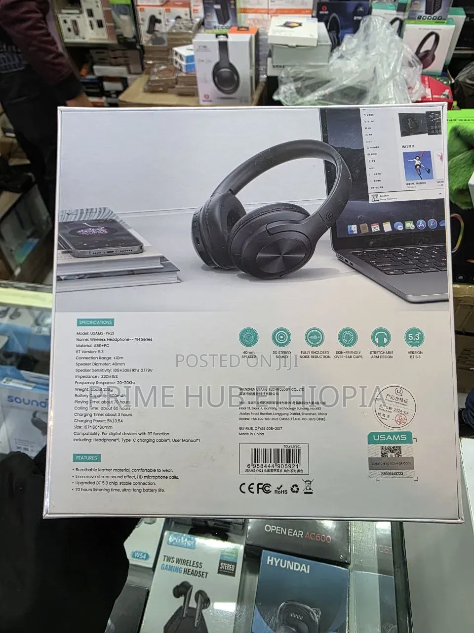 USAMS YH21 Wireless Headphones Up to 70 Hours of Playtime