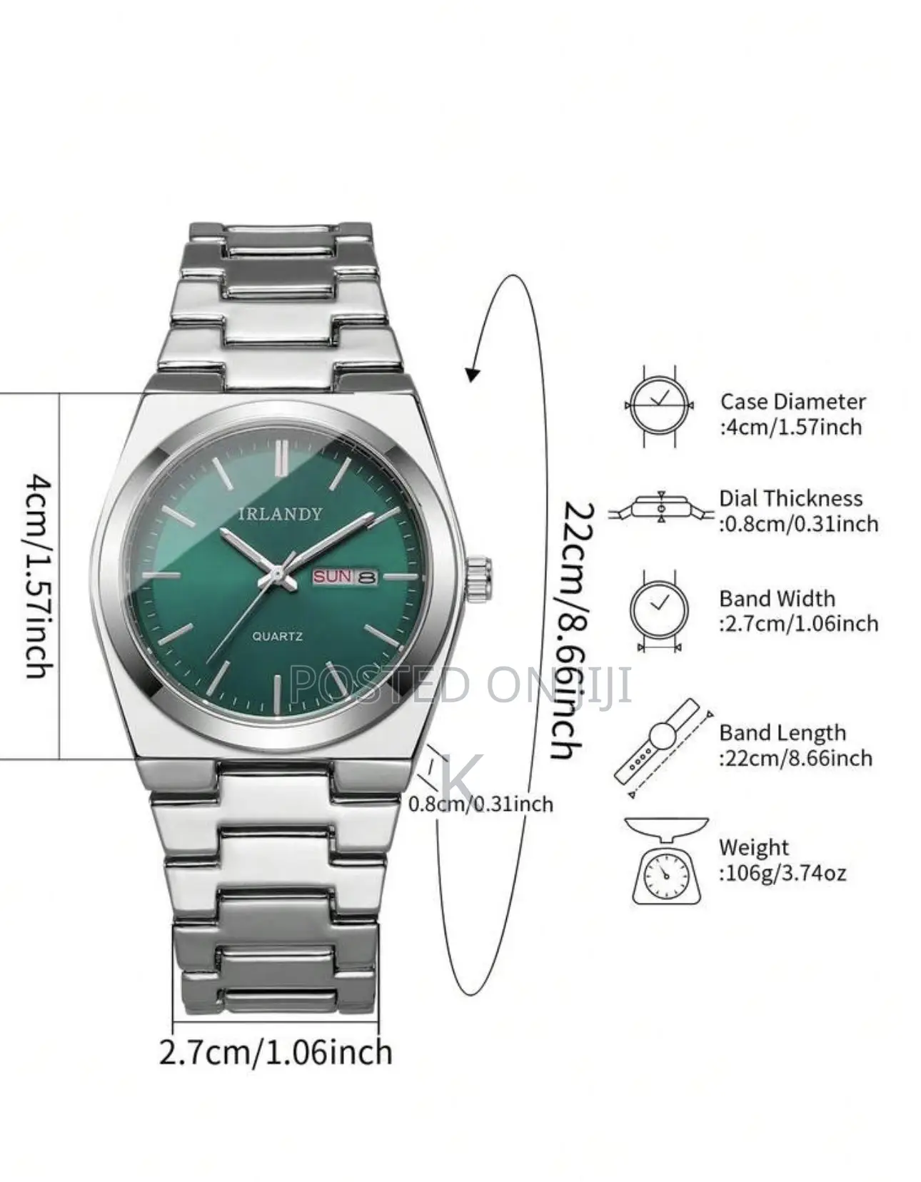 Irlandy Quartz Business-Style Men's Wristwatch
