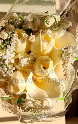  White Tulip & Calla Lily Faux Bridal Bouquet Bundle