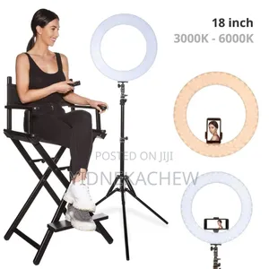 Ring Fill Light የራሱ ላይትና ስልክ ማስቀመጫ ያለው 18 ኢንች